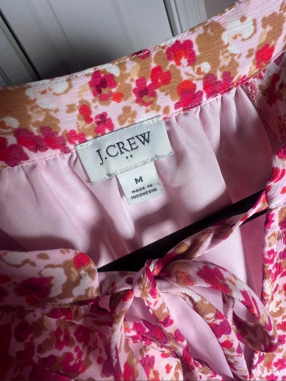 J.Crew Pink Floral Tie-Front Dress